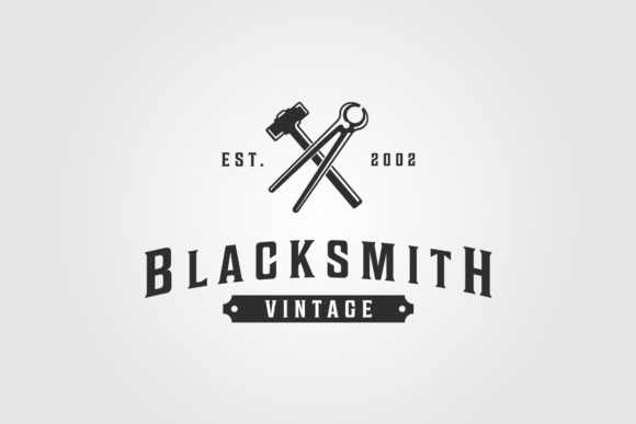 Blacksmith Hammer Tongs Logo Vintage Review