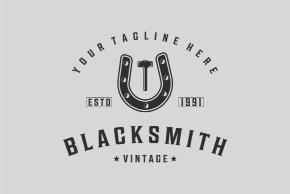 Blacksmith Horseshoe Hammer Logo Vintage Review
